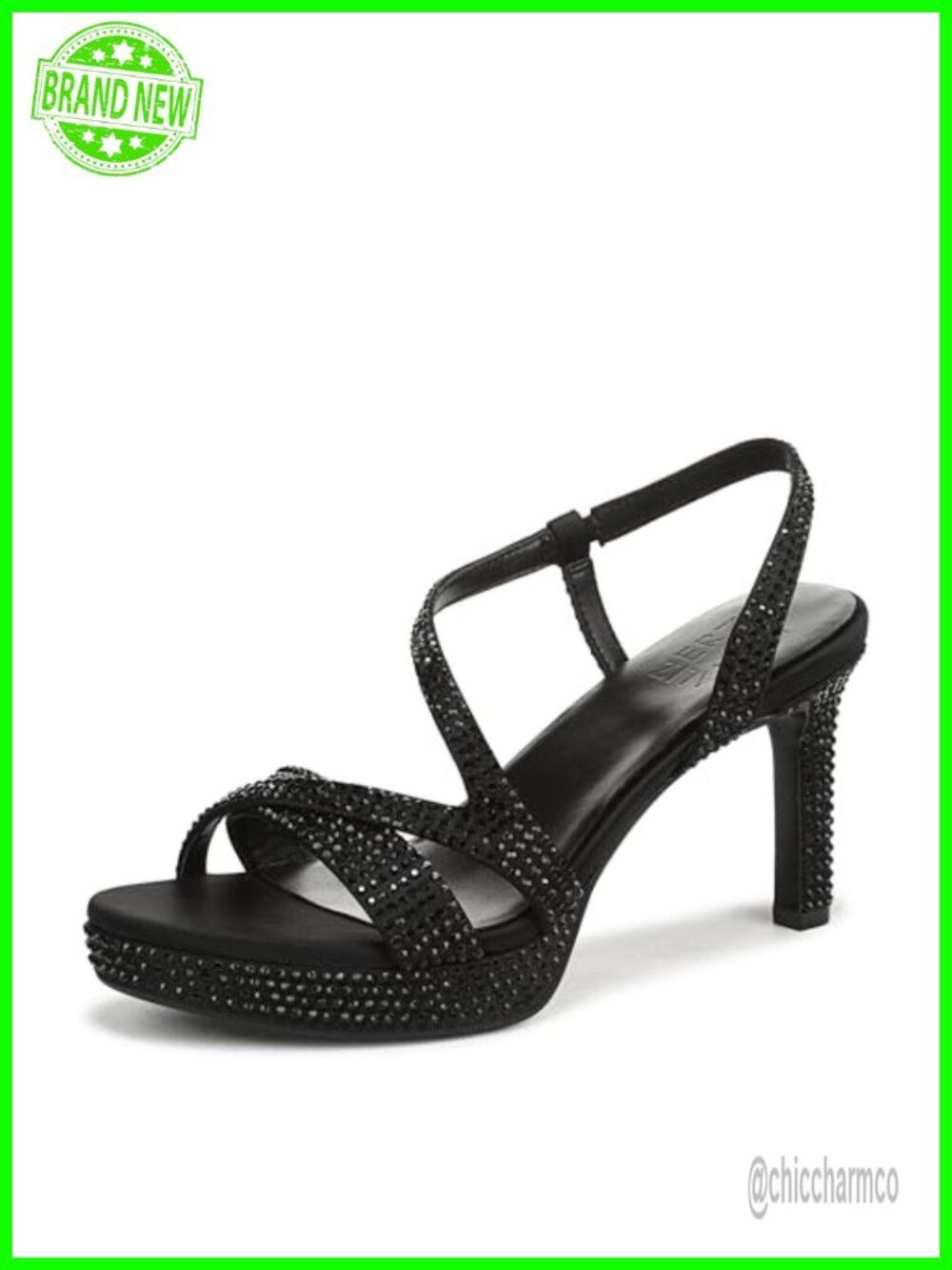 Synthetic PU Platform Dress Sandal with Ankle Strap Slip-On